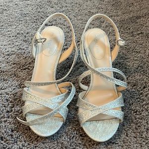Maripe Silver Jeweled Shoes Size 7